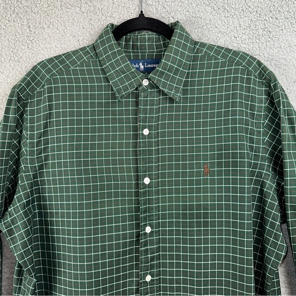 Ralph Lauren Classic Fit Size Large Windowpane Plaid Brown Pony Western Cowboy - Picture 3 of 14